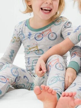 Little Sleepies Let’s Ride Zippy 12-18M Bamboo Pajamas NWT Bicycle Teal Gray NEW